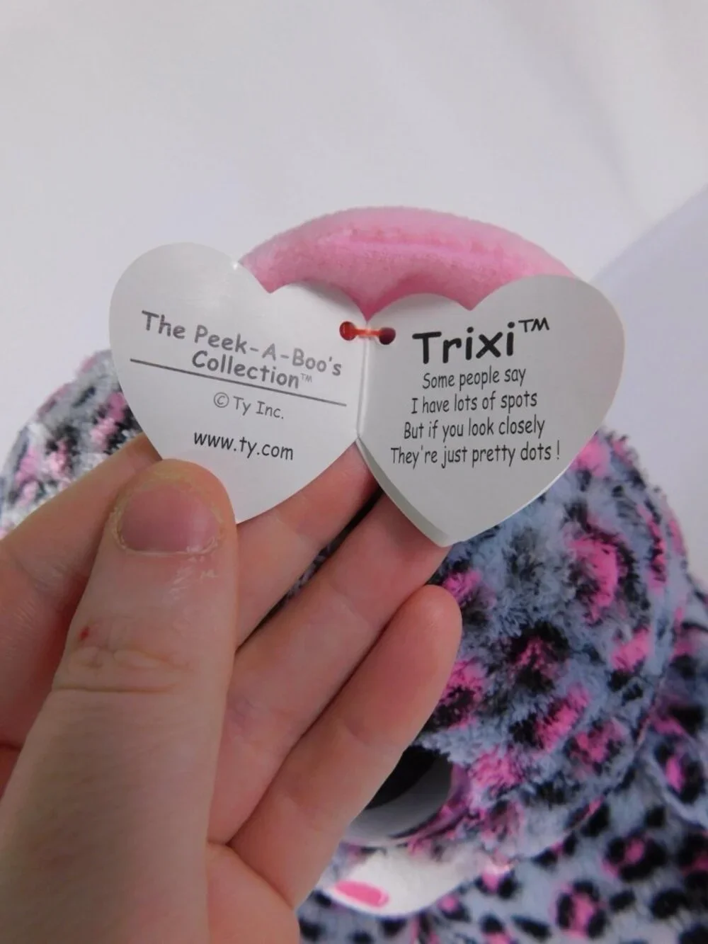 Ty Peek-A-Boos Trixi Gray Pink Cat Plush Small Stuffed Animal Toy Washable